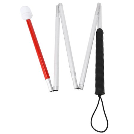 Hopfällbar käpp i aluminium, 4-delad hopfällbar käpp med rullande spets för blindkäpp Db