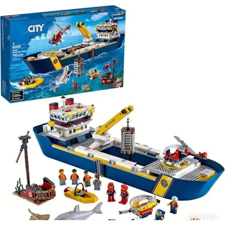 Urban Ocean Explorers 60266, indeholder et legetøjs ekspeditionsfartøj, minihelikopter, ubåd og 8 minifigurer (745 dele){ROG}