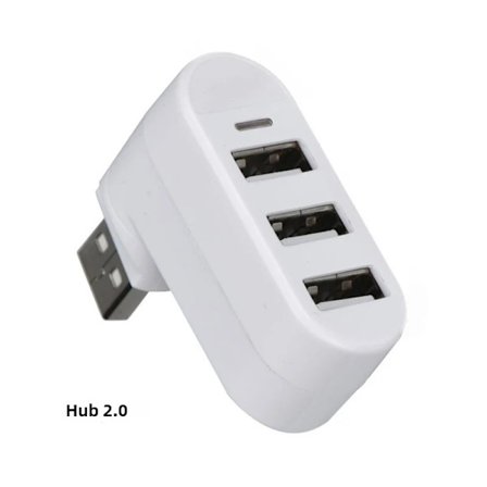 3-in-1 USB 2.0 -keskitinsovitin 3-porttinen jakaja kortinlukijalla kannettavalle tietokoneelle, pöytätietokoneelle, valkoinen