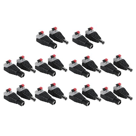 12V Hunn Hann DC Strømplugg Adapter Kobling 10 Par Svart Rød for TV-kamera