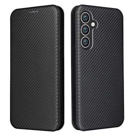 SKALO Samsung S23 FE Carbon Fiber Plånboksfodral - Svart