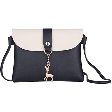 Crossbody-veske med anheng, PU-skulderreimveske for jenter, mobiltelefonlommebok