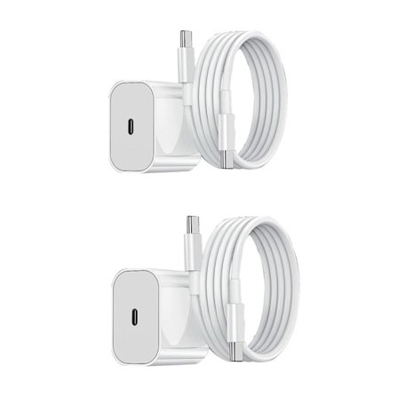Oplader - Hurtigoplader 20W USB-C - Adapter + Kabel 2m Hvid 2-pak 2-pak[GPA]