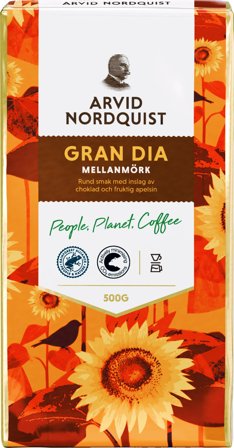 ARVID NORDQUIST Kaffe Gran Dia Mellanrost 500g - Lyreco - Kök och servering - Kaffe och te - Bryggkaffe