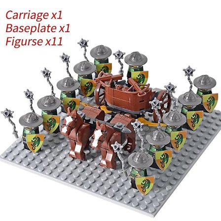 Mini actionfigurer af middelalderlige riddere, byggeklodser, romersk vogn, karet, soldat, krigshest, klodser, legetøj til børn, gave Db