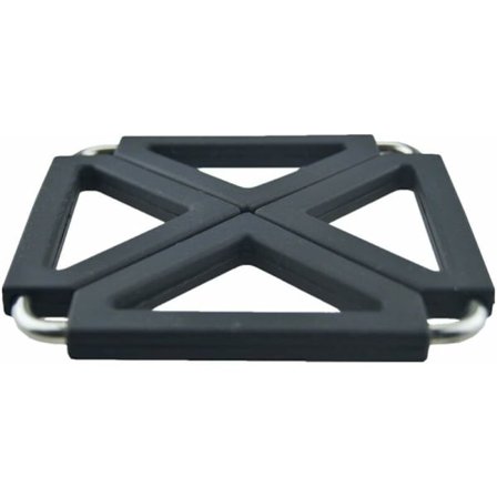 Hopfällbart, justerbart och utdragbart underlägg i metall och silikon, Svart, One size