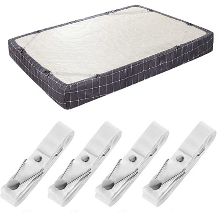 (Sett med 4-korte hvite) Lakenholderstropper - Justerbare tilpassede