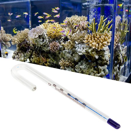 Akvarium Glas Termometer Professionell Hög Noggrannhet Krycka Form Glas Vatten Termometer för Fisktank Akvarium 0.47in