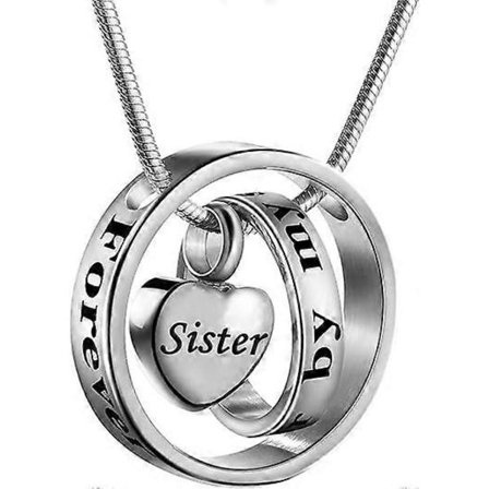 1 STK - Søster - Kremasjonssmykke Ikke Lenger Ved Min Side, For Alltid I Mitt Hjerte Utskåret Lokk Minnehalskjede Suvenir Urne Anheng