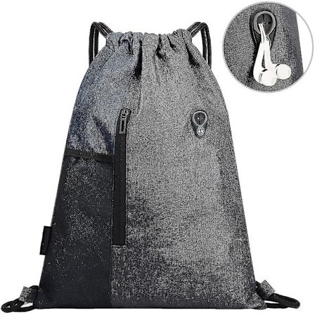 Unisex vanntett Oxford-ryggsekk med snøring, sportsbag med glidelås og vannflaske i mesh-lommer