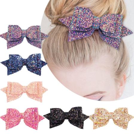 Baby Girl Glitter Hårspännen Boutique Hårklämma Tonåringar Småbarn Paljetter Hårnål Hårtillbehör - Set om 6