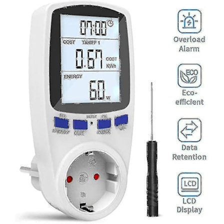 Energiförbrukningsmätare Digital Elmätare LCD-Skärm