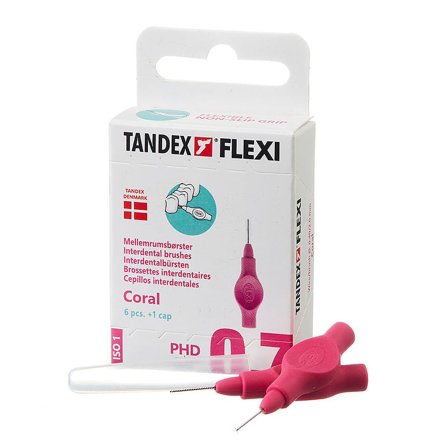 Tandex Mellemrumsbørste Flexi PHD 0.7/ISO 1 Coral 6 stk, Medicin & Pleje, Mund & Tandpleje, Tandstikker