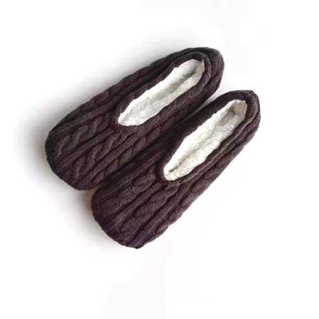 1 par tykke og varme tøffelsokker for kvinner med sklisikkert grep dark grey