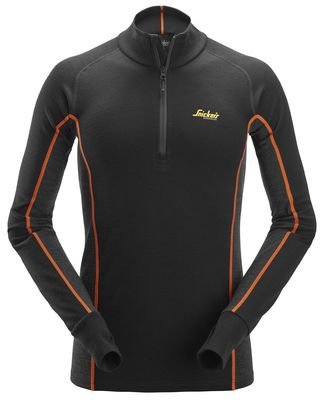 Snickers Workwear Stay Warm 9482 Underställströja svart, halvzip L, Kläder