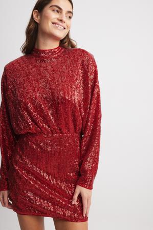 NA-KD Party Robe courte à sequins - Collection de soirée - Rouge - EU 40