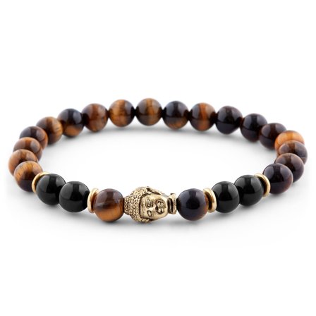 Bracciale marrone omaggio a Buddha per uomini - Bracciali con perline