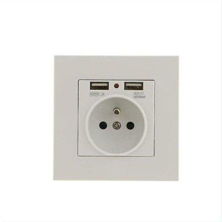 Sæt med 2 stikkontakter, stikkontakt med dobbelt USB 5v/2100ma, indbygget stikkontakt med 2 USB-porte Bekvemt og praktisk