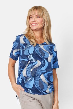 BRANDTEX - Kortærmet T-shirt - Blå Mix - Mønstret / Bindebånd