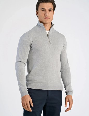 Lindbergh 100% Recycle Knit Half Zip - Grey - XL