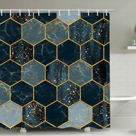 Svart stor rutig duschdraperi, med 12 plastkrokar