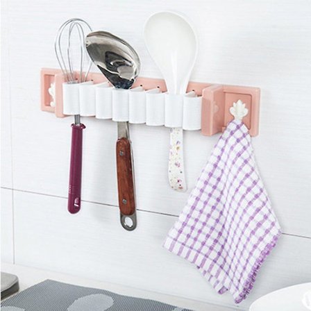 Klistrende veggmontert kjøkkenoppbevaringsstativ uten spor