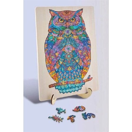 Træpuslespil - ugle med unikke træfigurer