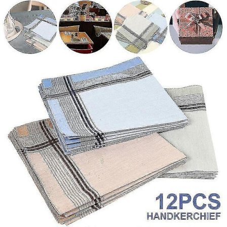 12x Herre Lommetørklæder Herre Lommetørklæder Stof 100% Bomuld Størrelse 38*38 Cm