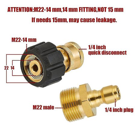 Korkeapainepesurin sovitinsetti, pikaliitäntäpakkaukset vaahtosuihkeelle M22 - 1/4 tuuman pikaliitäntä (tangling)