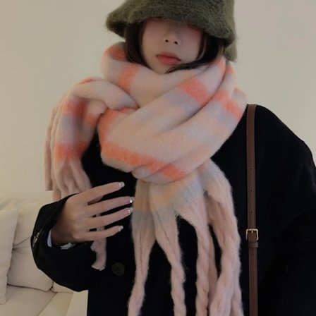 Stor Tjock Rutig Halsduk Färgad Överdimensionerad Halsduk Mjuk Stor Tjock Vintervarm Pläd Kvinnor