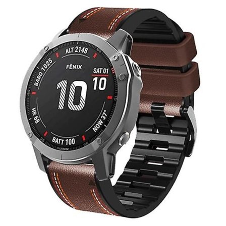For Garmin Fenix ​​7x Tricolor Stitching Silicone Leather Watch Band