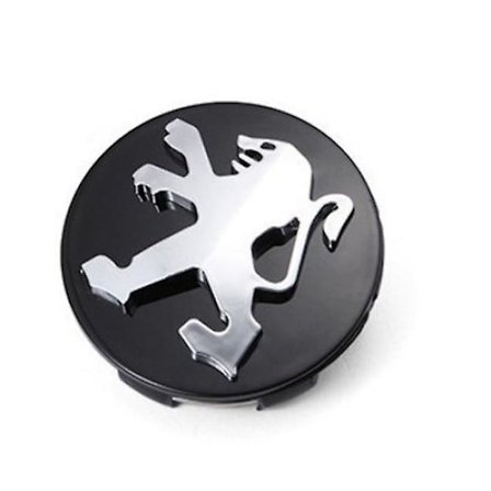 Sett med 4 Peugeot svarte hjulkapsler - Krom