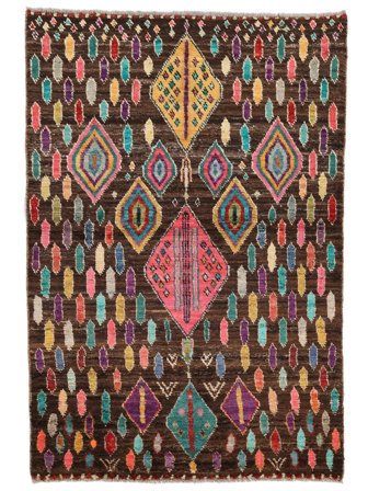 Moroccan Berber - Afghanistan Vloerkleed 95X137 Zwart/Donkerrood Wol, Afghanistan