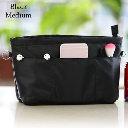 Sett inn kosmetikkveske Linnerveske SVART MEDIUM