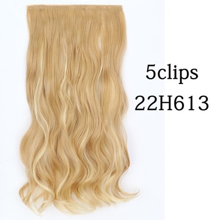 Syntetisk 22 32 tum 5 Clips Hårförlängning Värmebeständig falska hårstycken Långa vågiga frisyrer Clip In Hair Extensions