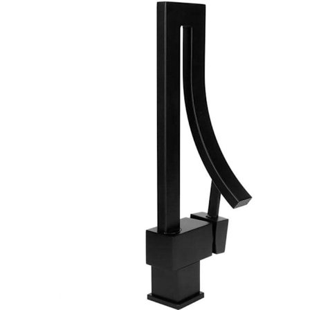 Svart G1/2 Modern Blandare med Vattenfall för Badrum och Köksvask, Kompatibel med Varmt och Kallt Vatten