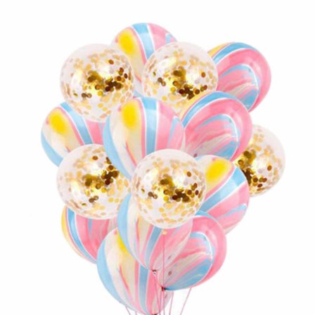 15-pack Ballonger Regnbåge Guld Konfettiballonger 31cm Godis