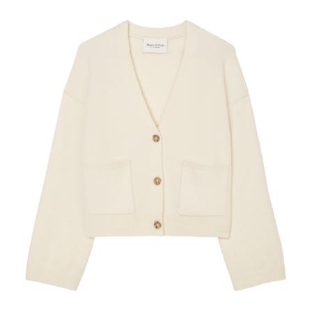 Marc O'Polo Cropped V-neck oversized Vest , Beige , Dames , Maat: 2XL
