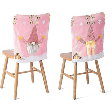 Sæt med 2 Trykte Jule Stolebetræk til Hjemmet, Køkkenet, Julefest Spisebord Dekoration