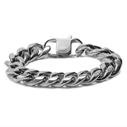 Pulsera de cadena de acero plateada - 16 mm para hombres - Pulseras de acero