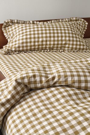 Jotex - Frill Putetrekk Med Volangen Økologisk 50x90 Cm Bronsegrønn/off-white - LAUREN - Kjøp Putevar hos Jotex