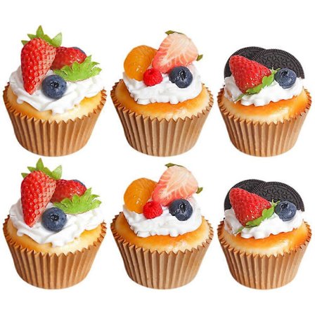 6 stk. Realistisk Cupcake Kunstig Cupcake Simulering Kake Falsk Matmodell for Foto