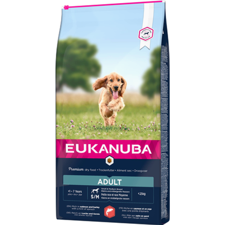 Eukanuba - Dog Adult Small/Medium Breed Laks og bygg 2,5 kg - Hund - Hundefôr & hundemat - Tørrfôr for hund - ZOO.no