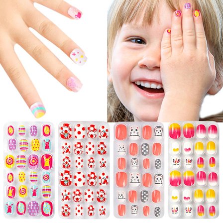 4 uppsättningar av söta barn som bär Nail False Nail Stickers