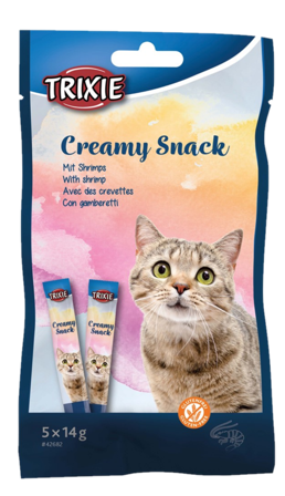 Trixie - Kremede snacks med reker 5 × 14 g - Katt - Kattegodteri & kattegress - Belønningsgodbiter katt - ZOO.no