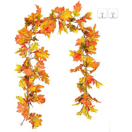 Halloween dekoration, Kunstige Ahornblade Guirlander, Lang 17cm/stk (send 2 stk