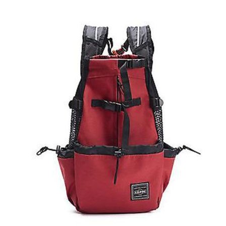 Justerbar Ryggsäck för Hundar för Utomhusresor Vandring Cykling Bärväska för Hundar Fransk Bulldog Pug Bärväskor (M Röd)