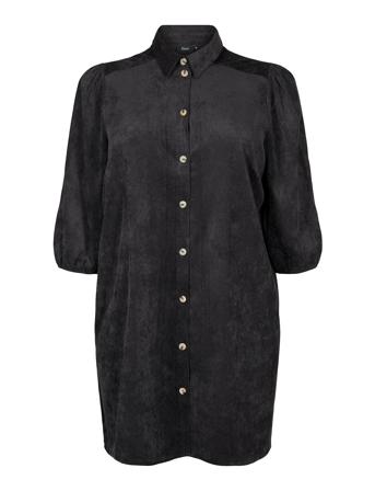 Melena, 3/4, Short Dress Dresses Shirt Dresses Svart Zizzi*Betinget Tilbud