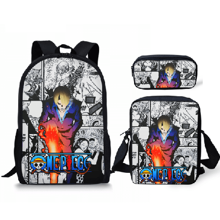 onePiece Anime Shoulders Ryggsäck Stor kapacitet Student Skolväska Tredelad Set 25cm 1 25cm