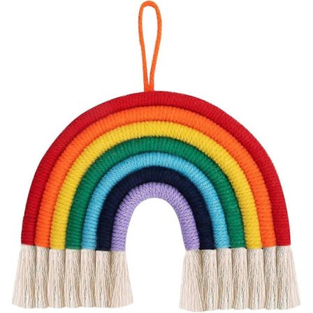Regnbue Vægophæng Macrame Tapestry Indretning Til Soveværelse Hjem Børn Piger Fødselsdagsfest Indretning